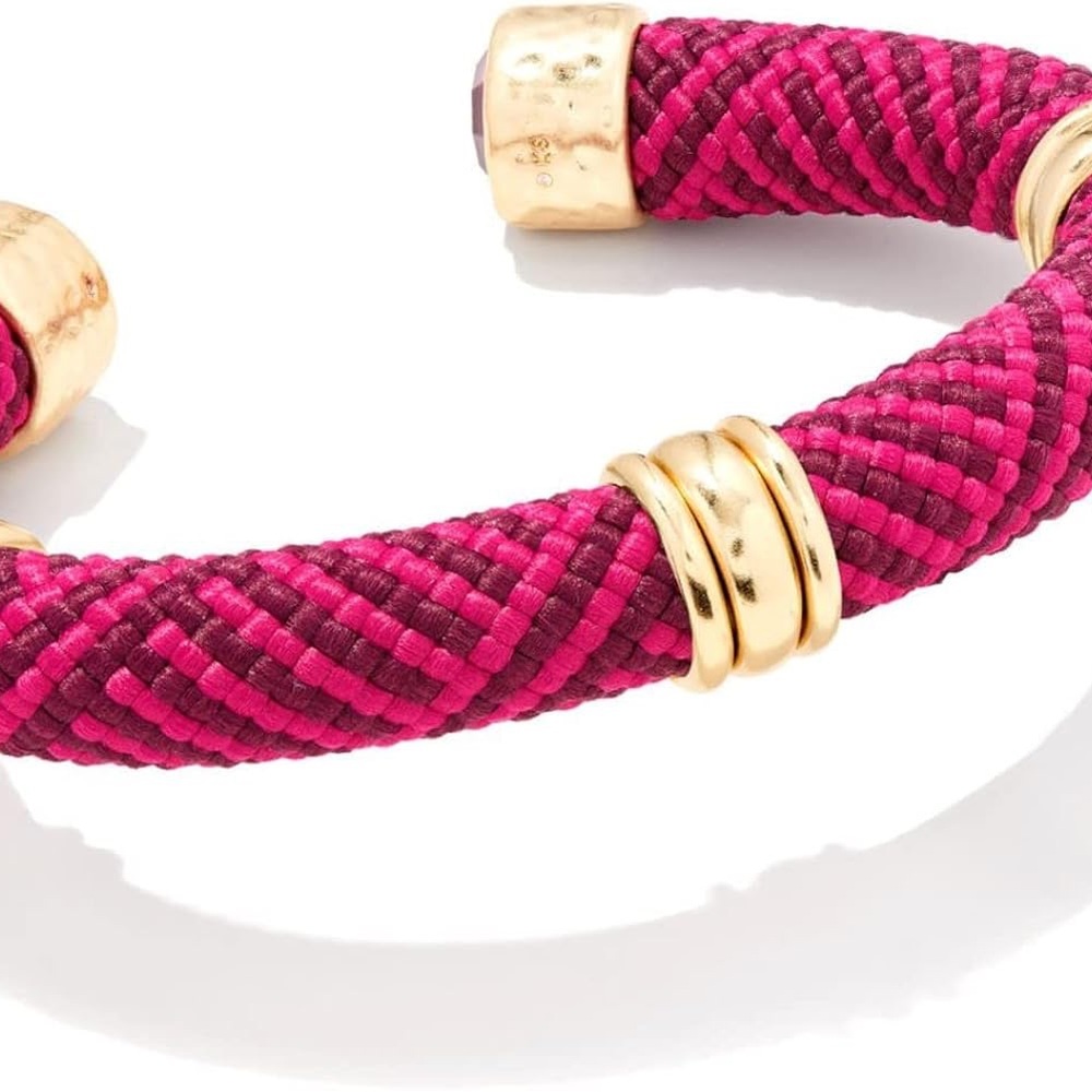 Vibrant Pink and Gold Textured Bracelet New W Tags Kendra Scott Maya Cuff NWT